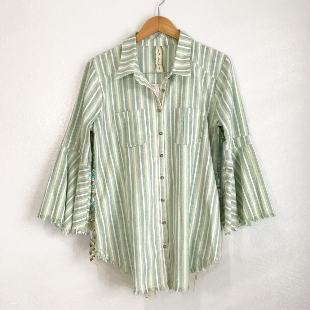‼️SOLD‼️Aratta Silent Journey Green Lace Top - Picture 3 of 8